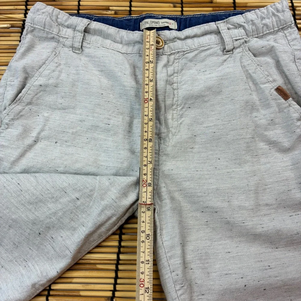 Palomino Boys Grey Slub Cotton Blend Shorts Size 12 Elastic Waist Speckled